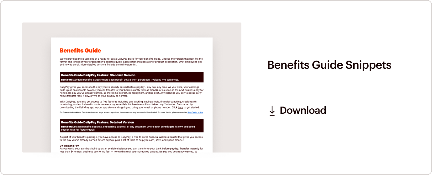 Benefits Guide Snippets