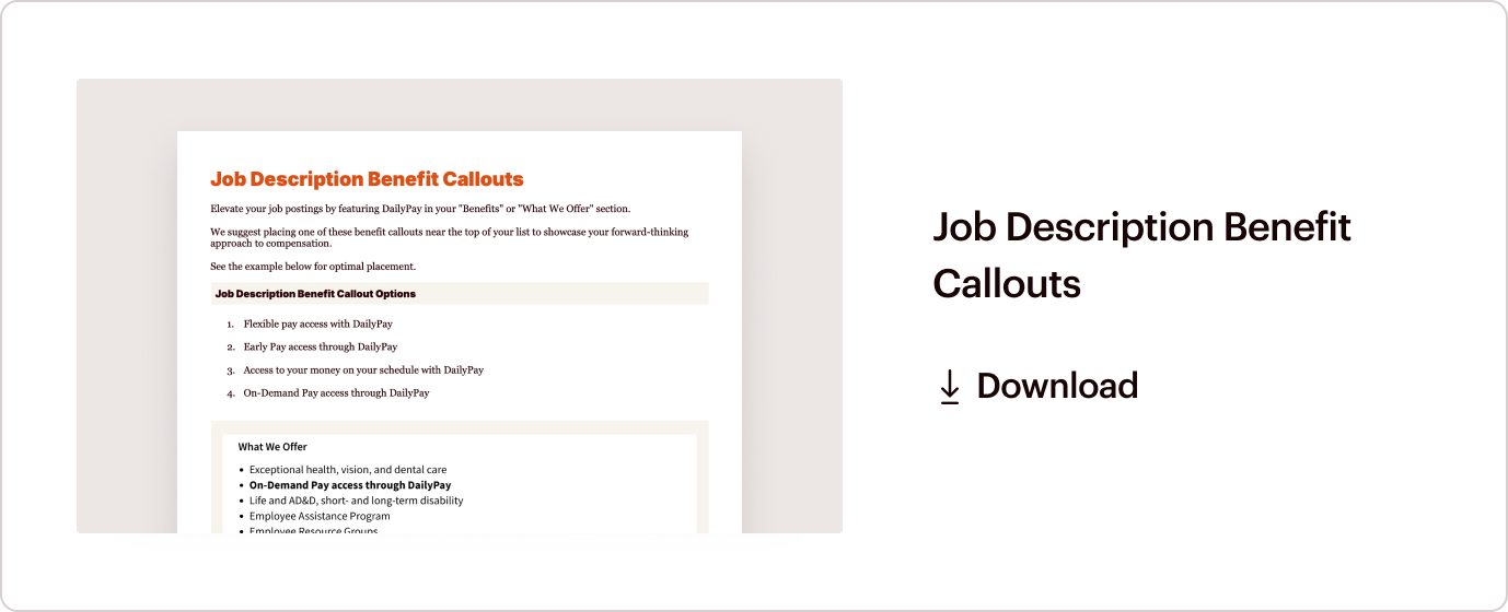 Job description benefit callouts